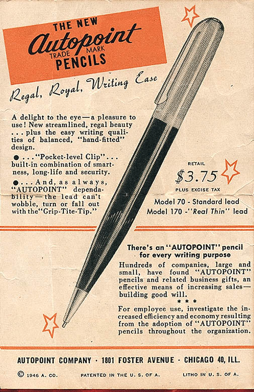 Vintage Catalog #655-1982 AUTOPOINT pen catalog 